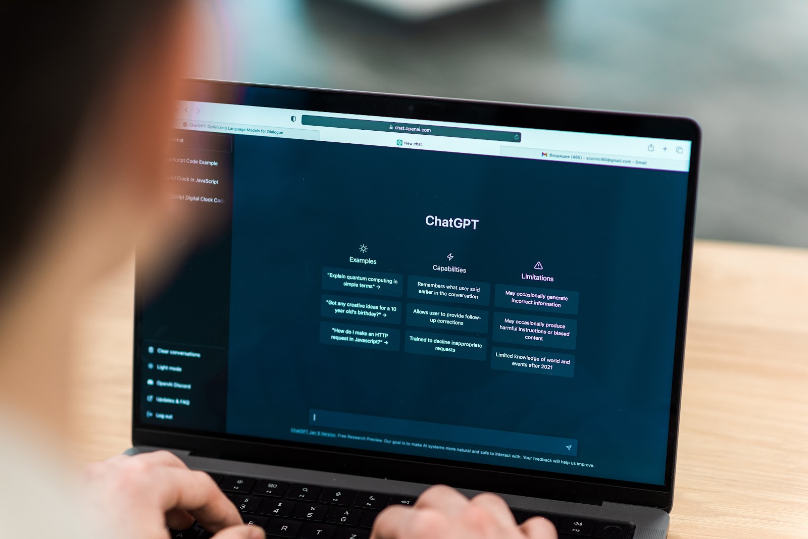 Opened ai chat on laptop