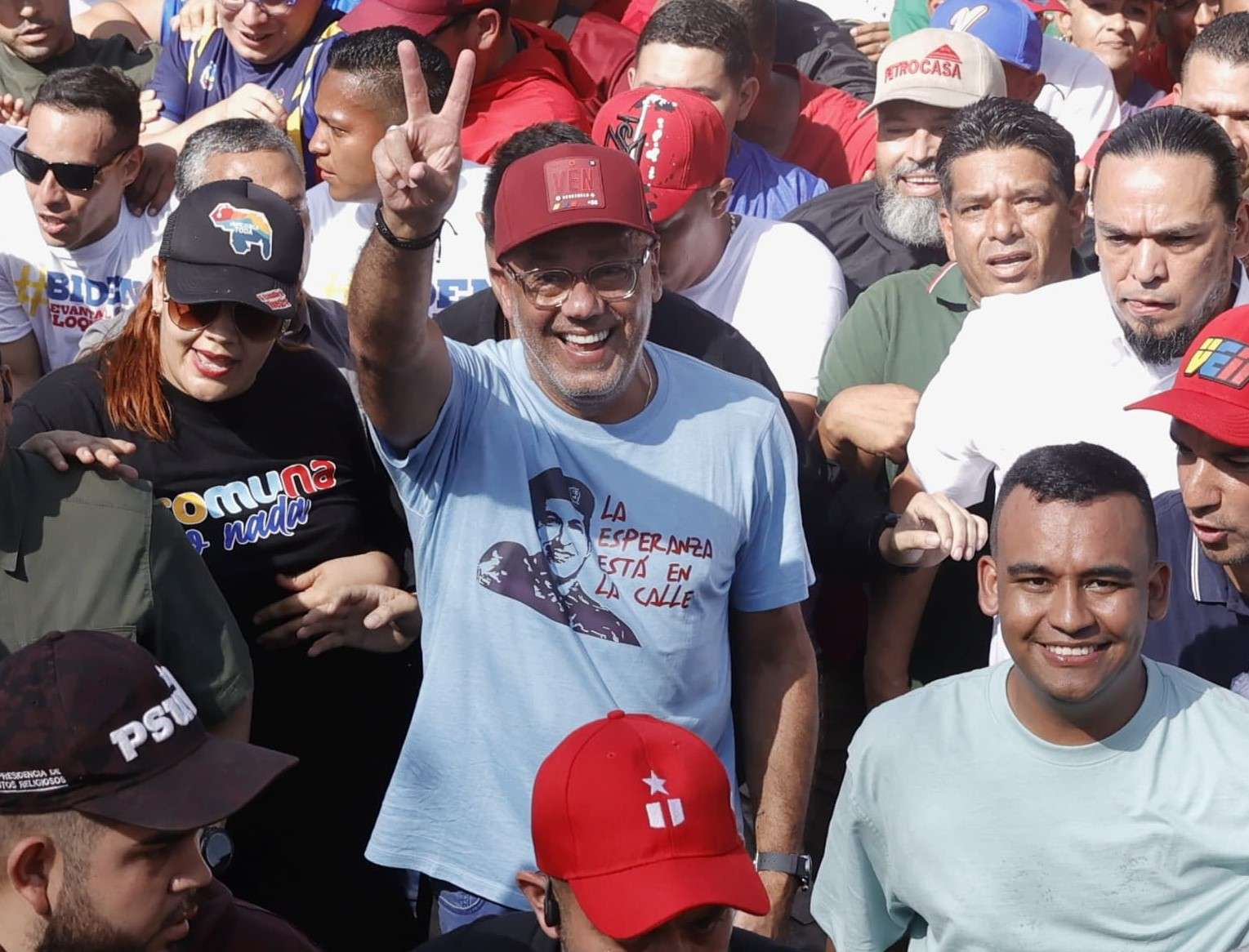 Jorge Rodríguez encabezó marcha contra las sanciones en Carabobo