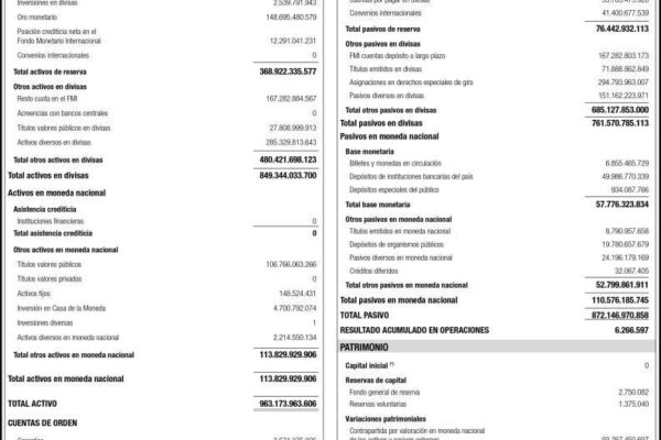 Banco Central de Venezuela Balance al 31/05/2024