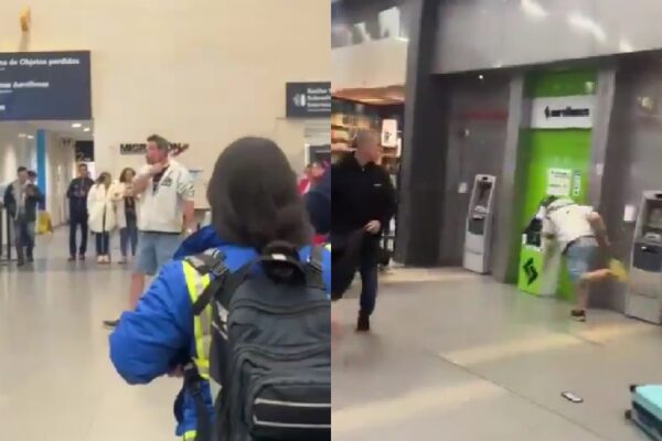 El estremecedor momento en que un hombre intentó quitarse la vida cortando su cuello en un aeropuerto