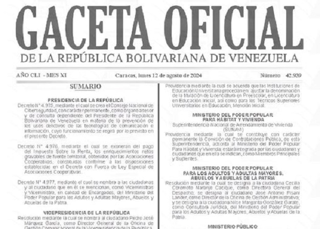 En Gaceta Oficial la creación del Consejo de Ciberseguridad