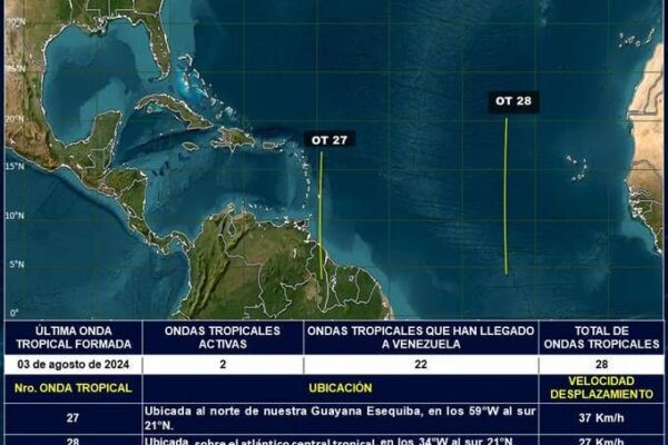 Onda Tropical 27 inicia su paso por el territorio venezolano Onda Tropical 27 inicia su paso por el territorio venezolano