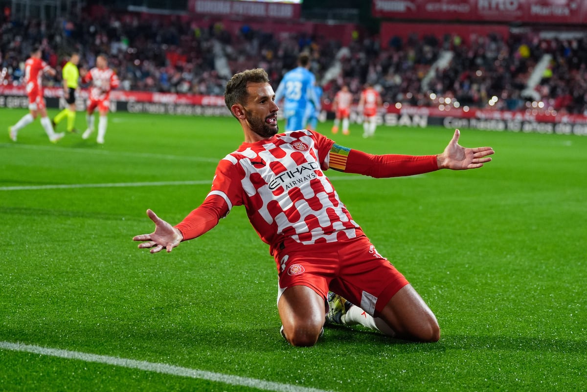 Cristhian Stuani celebra tras marcar ante el Mallorca