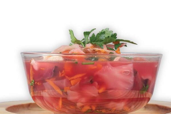 Gazpacho de patilla con menta y feta