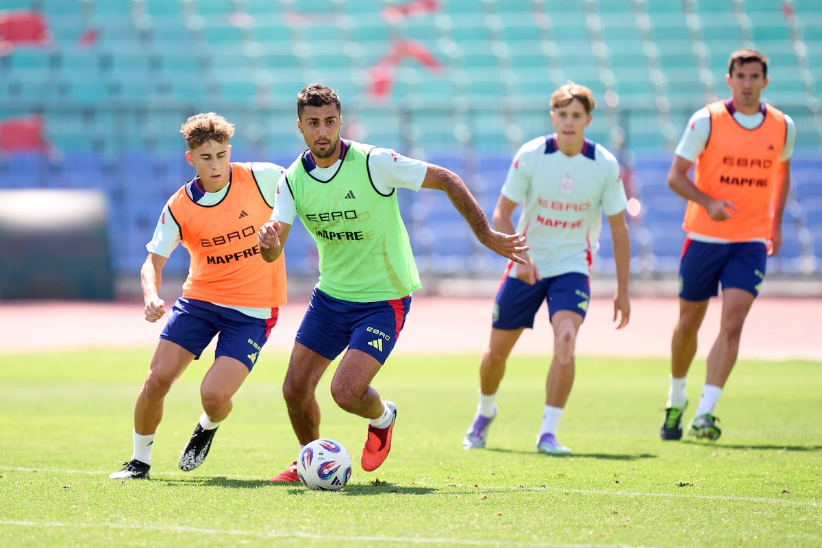 Rodri, durante un entrenamiento de España.