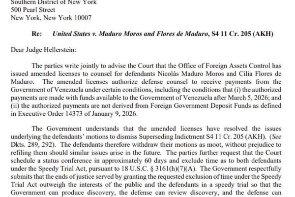Autorizan al Gobierno de Venezuela a pagar defensa de Maduro y Cilia